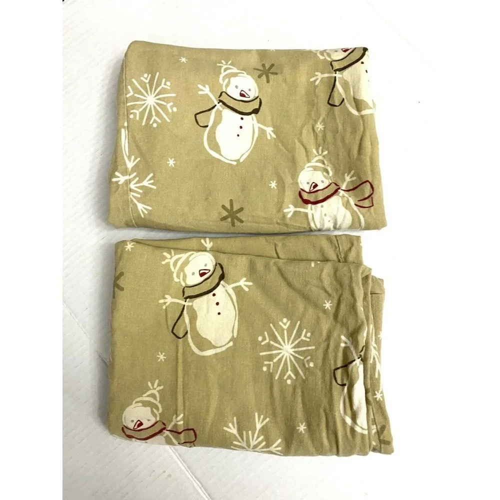 Cotton Flannel Pillowcases Qty 2‎  Snowflake Snowman